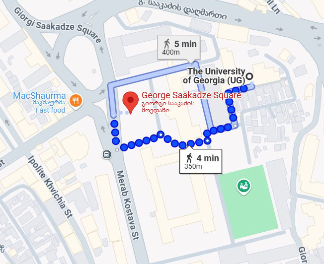 University of Georgia To George Saakadze Square