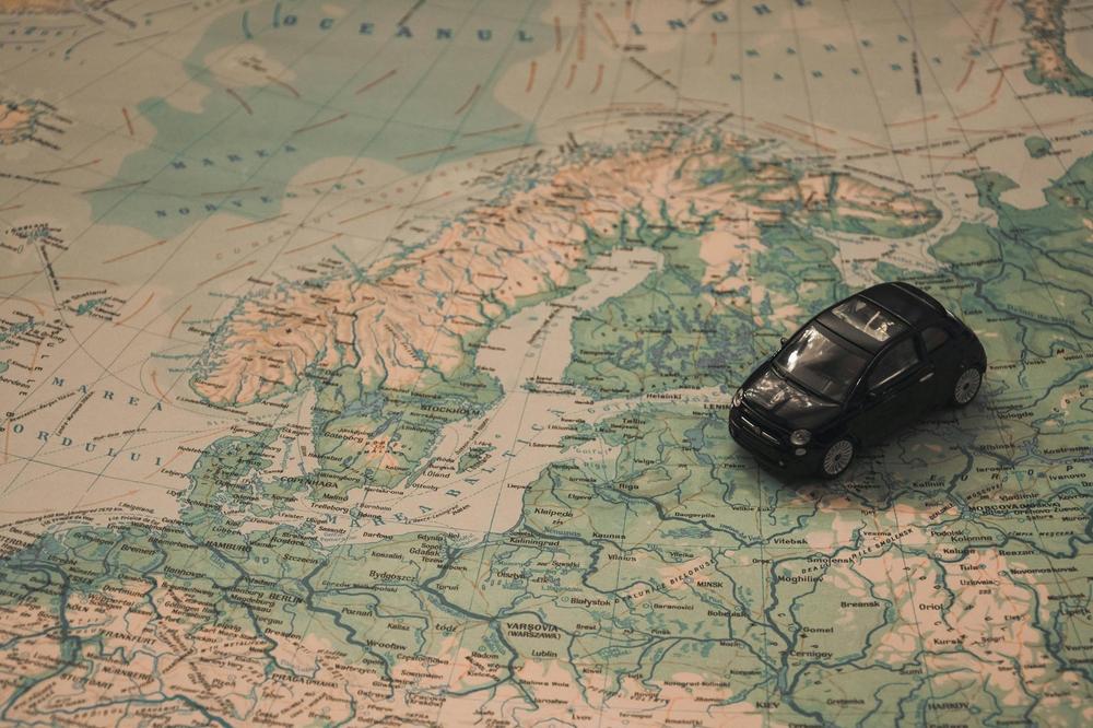 Europe Map with Car