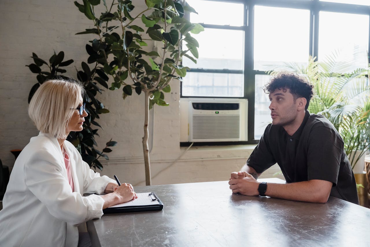 A Man and Woman Talking Together